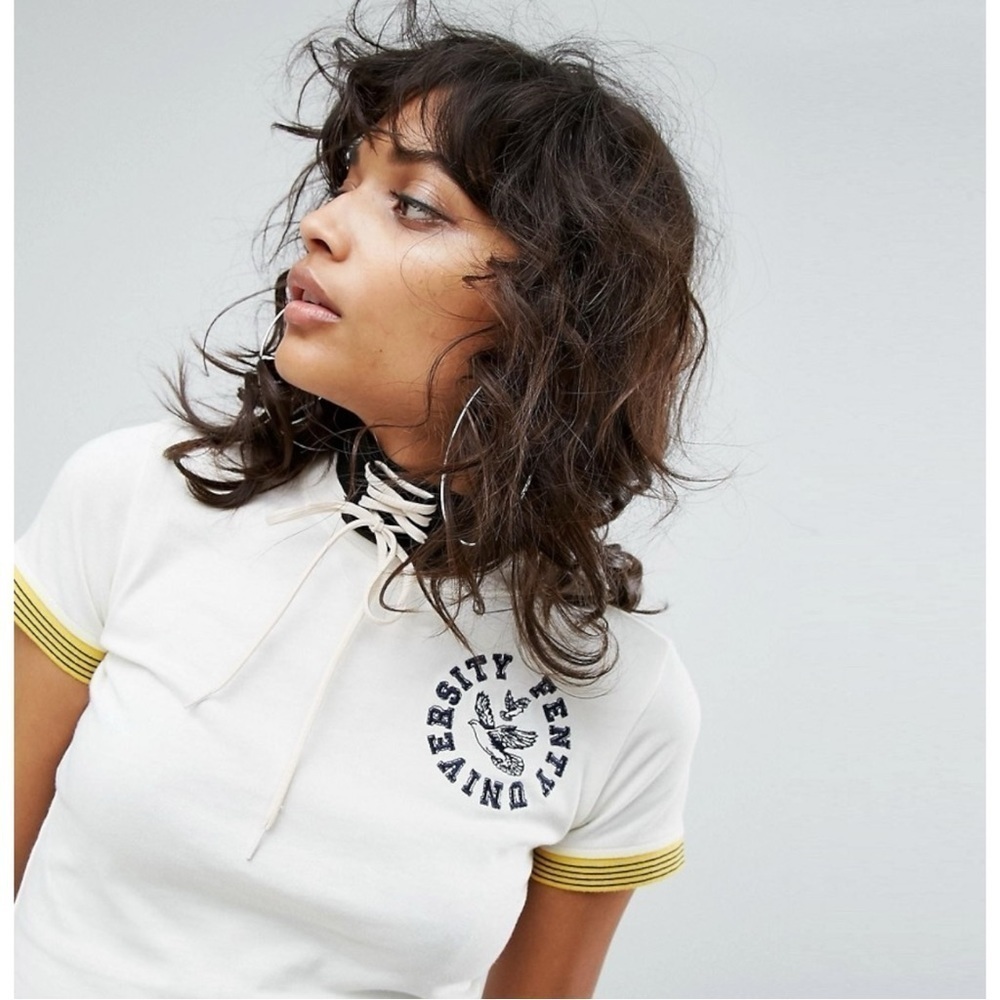 Puma X Fenty University Cropped Vintage Tee in Cream Large Rhianna Baby Tee - Picture 6 of 16